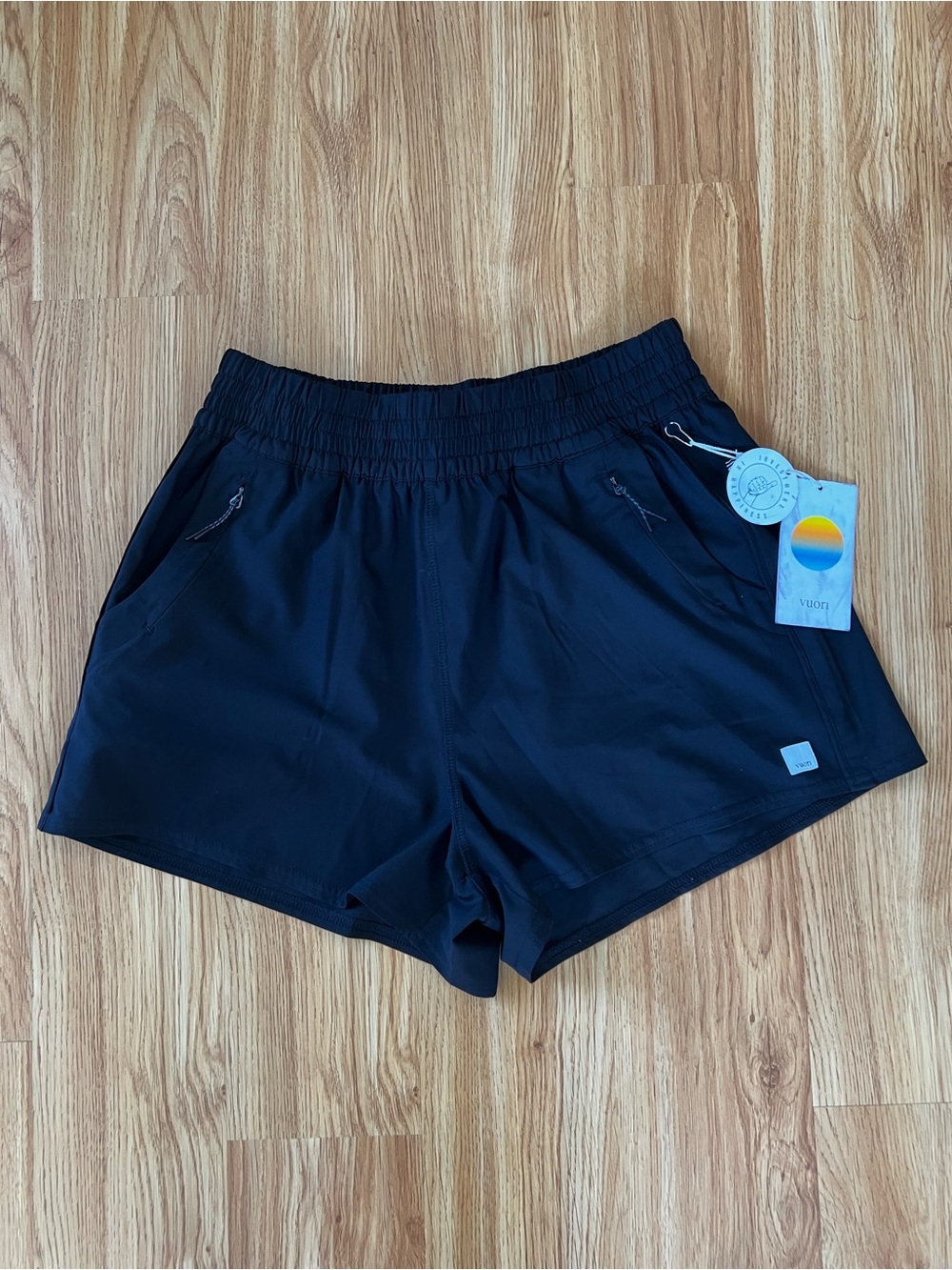 Vuori Black Women's Athletic Shorts with Zip Pockets